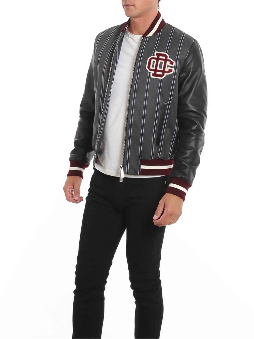 DSQUARED2 — grey and black man dc bomber jacket with stripe pattern - Picture 6 of 10
